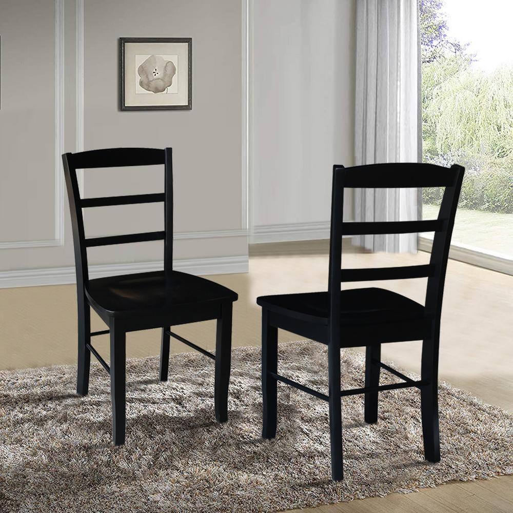 Set of 2 Madrid Ladderback Chairs Black - International Concepts: Solid Wood, Armless, Transitional Style