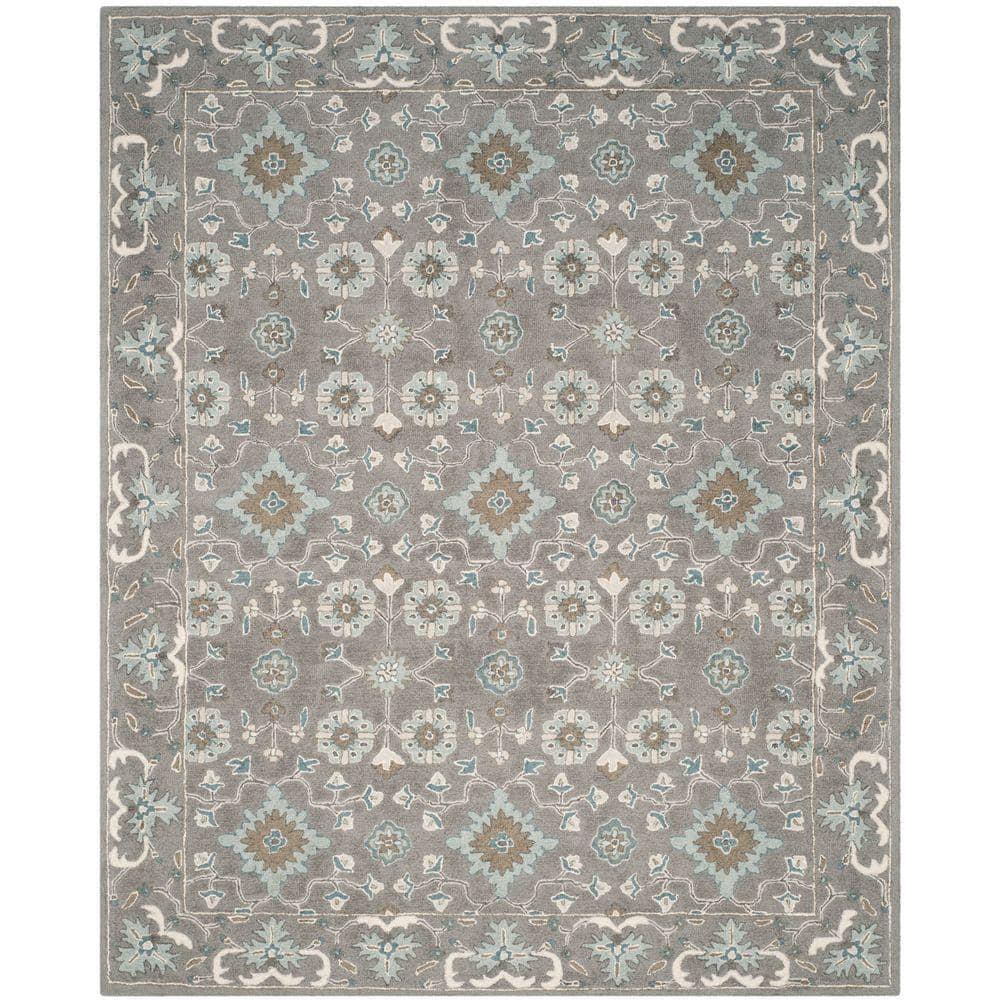 Blossom BLM218 Hand Tufted Area Rug - Grey - 8'x10' - Safavieh.