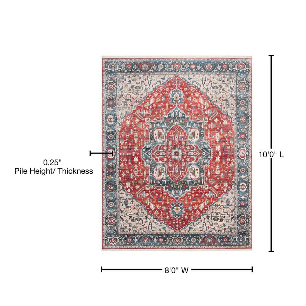 Vintage Persian VTP479 Power Loomed Area Rug - Red/Blue - 8'x10' - Safavieh.