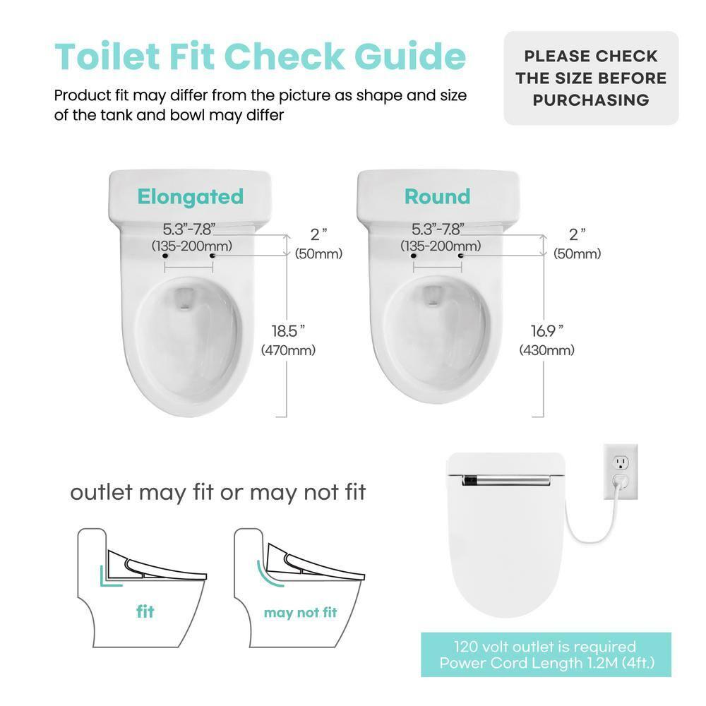 Stylement Electric Bidet Seat, Elongated Toilet in White, Remote, Deodorizer, Stainless Nozzle, UV LED, Made in Korea