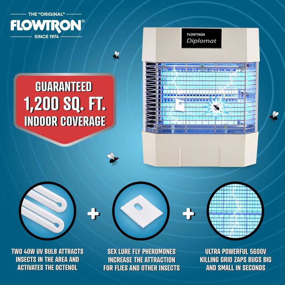 Flowtron Diplomat Indoor Bug Zapper, 1200 Sq Ft Electric Fly & Insect Killer W/80W UV Light & More