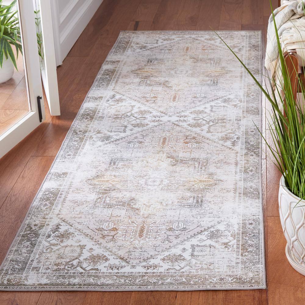 Tucson TSN102 Power Loomed Machine Washable Runner Rug - Beige/Grey - 2'6"x6' - Safavieh.
