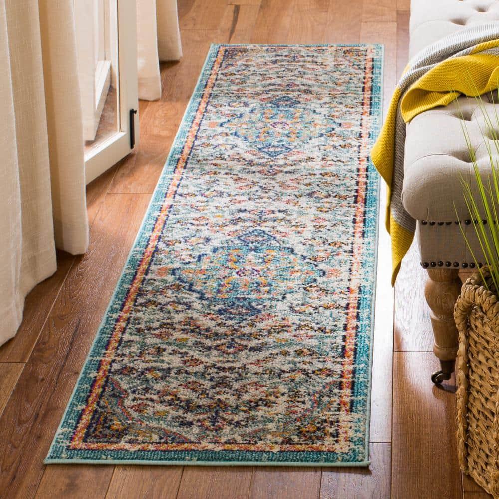 Madison MAD447 Power Loomed Indoor Runner Rug - Grey/Light Blue - 2'2"x6' - Safavieh