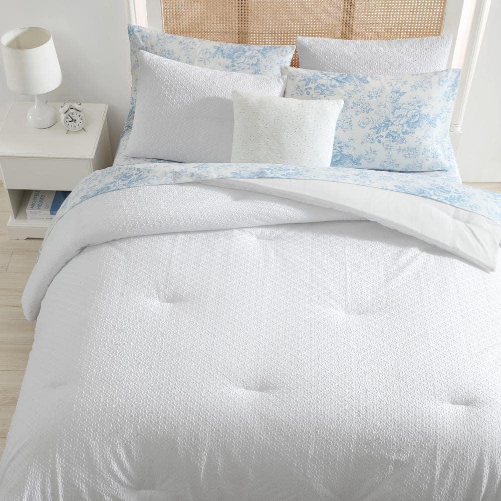 Laura Ashley Laura Ashley Margaret White Easy Care Reversible Dorm Bonus Bed Set