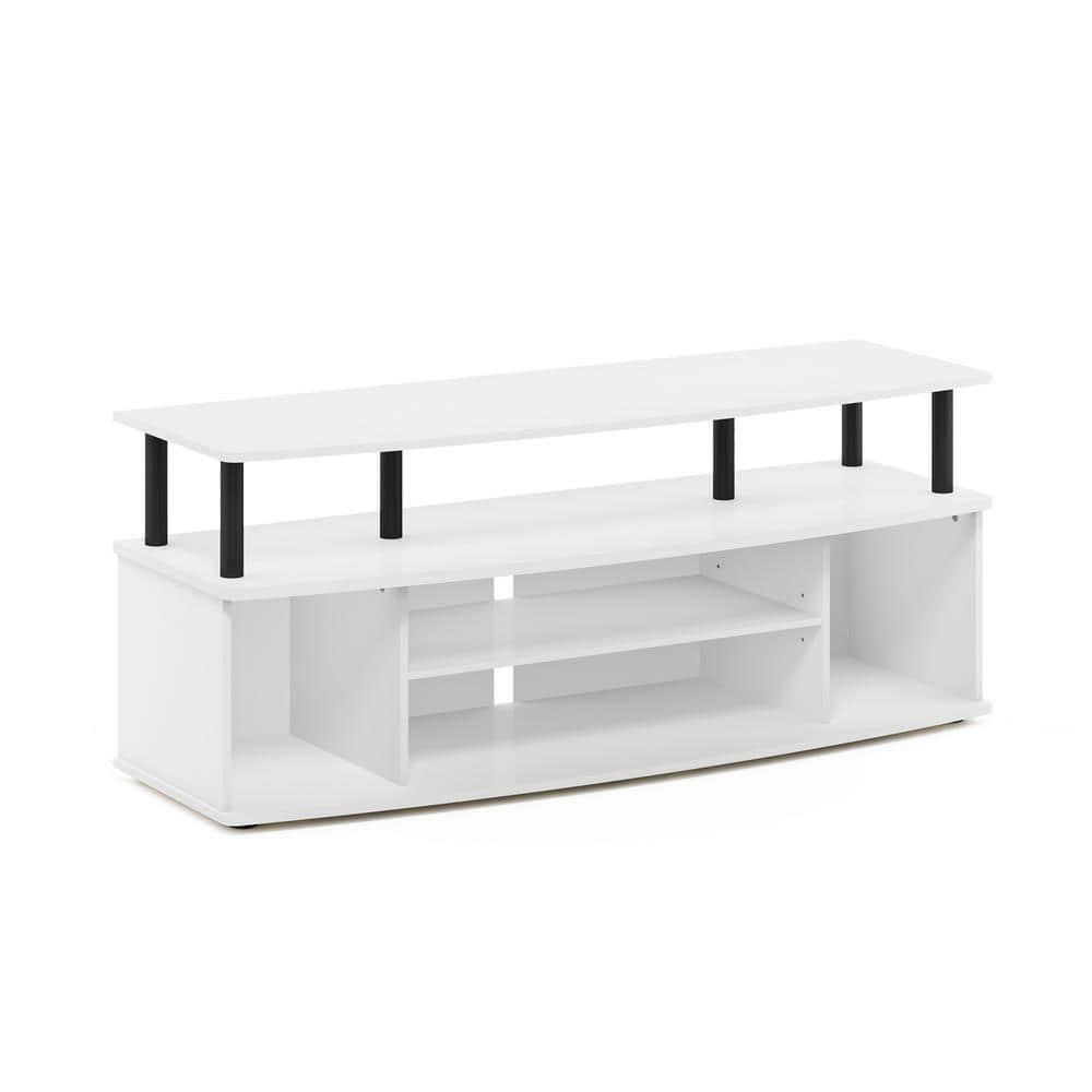 Furinno Modern TV Cabinet Large Entertainment Center Hold up to 55" TV with Open Storage Shelves White/Black
