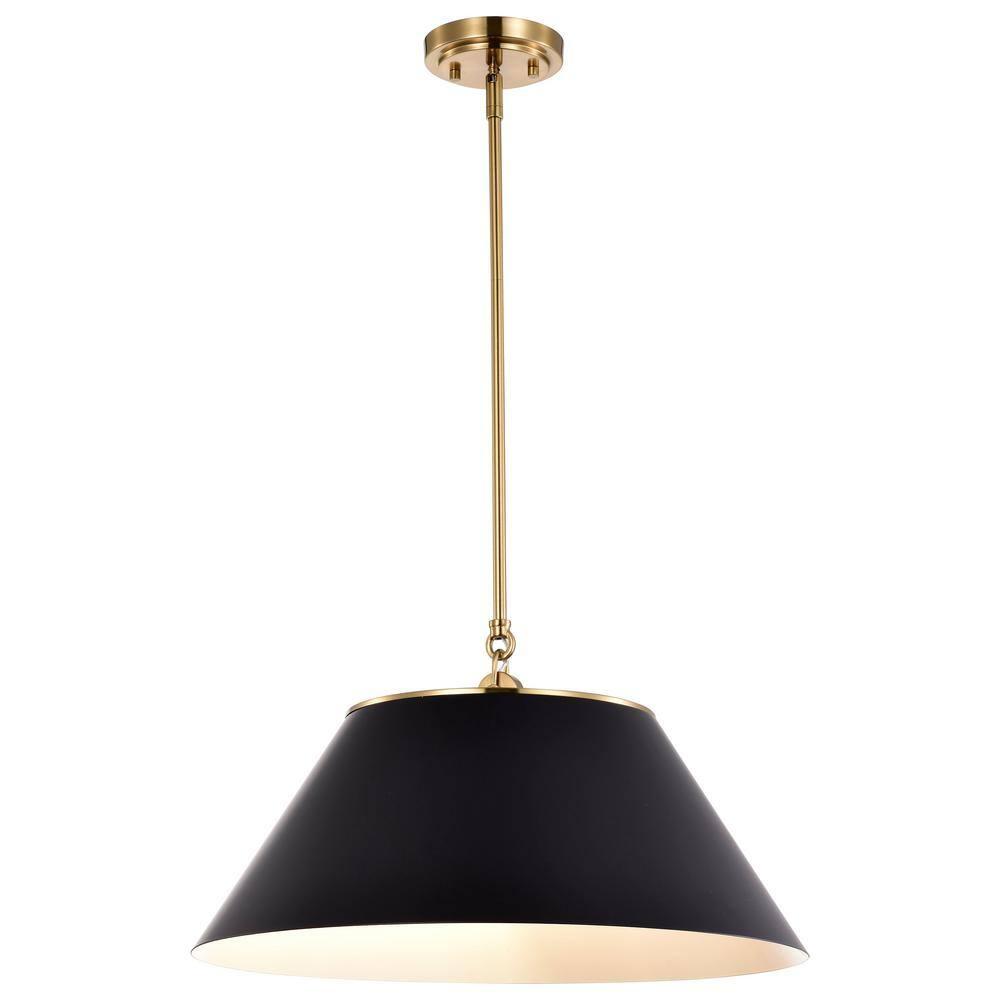 60/7414-Nuvo Lighting-Dover - 3 Light Large Pendant In Mid-Century Modern Style-13.75 Inches Tall and 20 Inches Wide-Black/Vintage Brass Finish