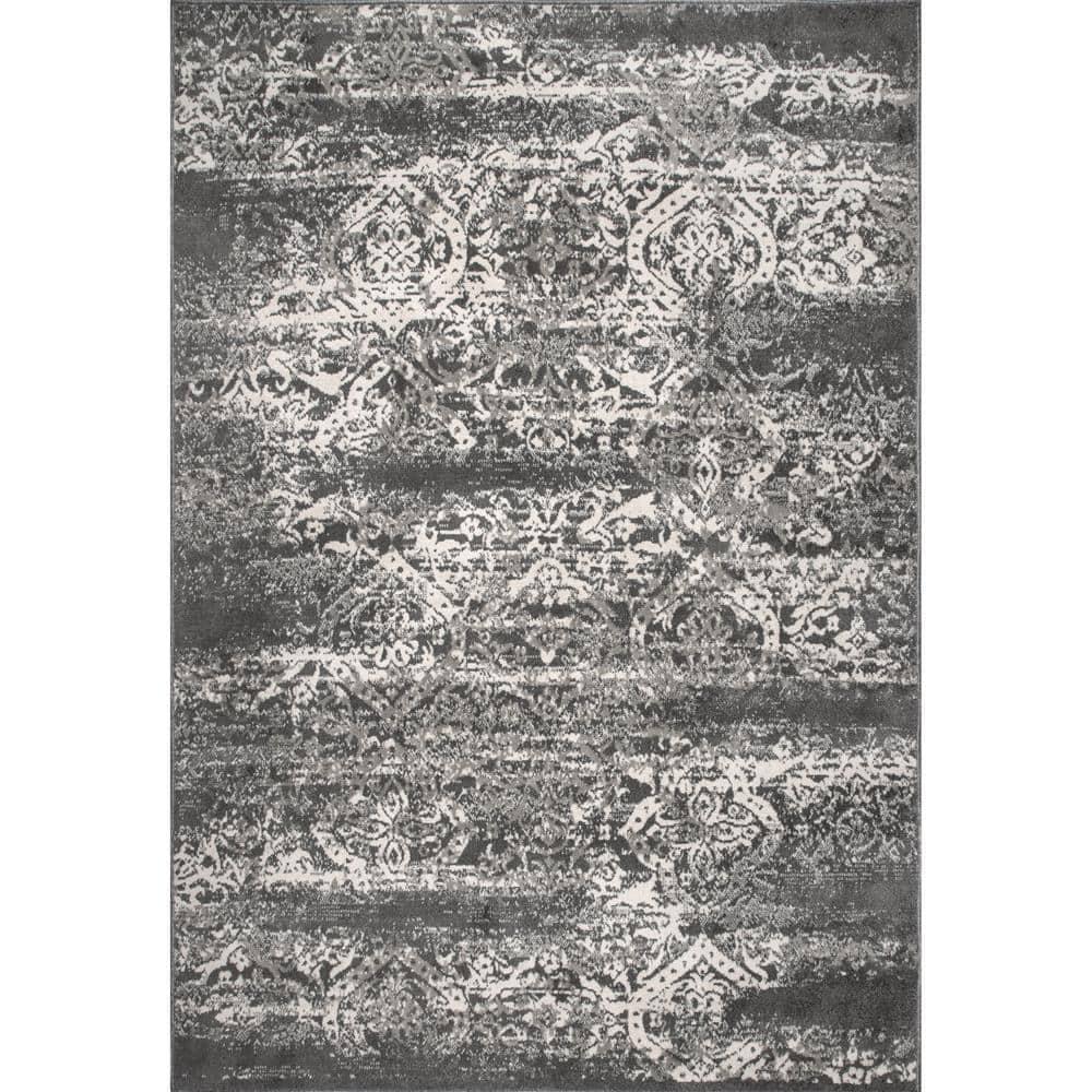 Nuloom Freja Oriental/Persian 9x12 Indoor Area Rug for Living Room Bedroom Dining Room Kitchen, Dark Grey/Ivory