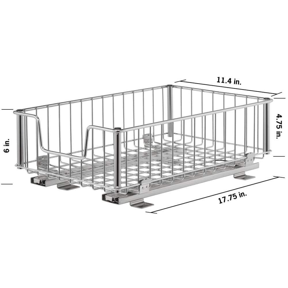 Trinity TRINITY 11.5 in. W x 6.25 in. H x 17.75 in. D Chrome Steel Wire in Cabinet Sliding Drawer