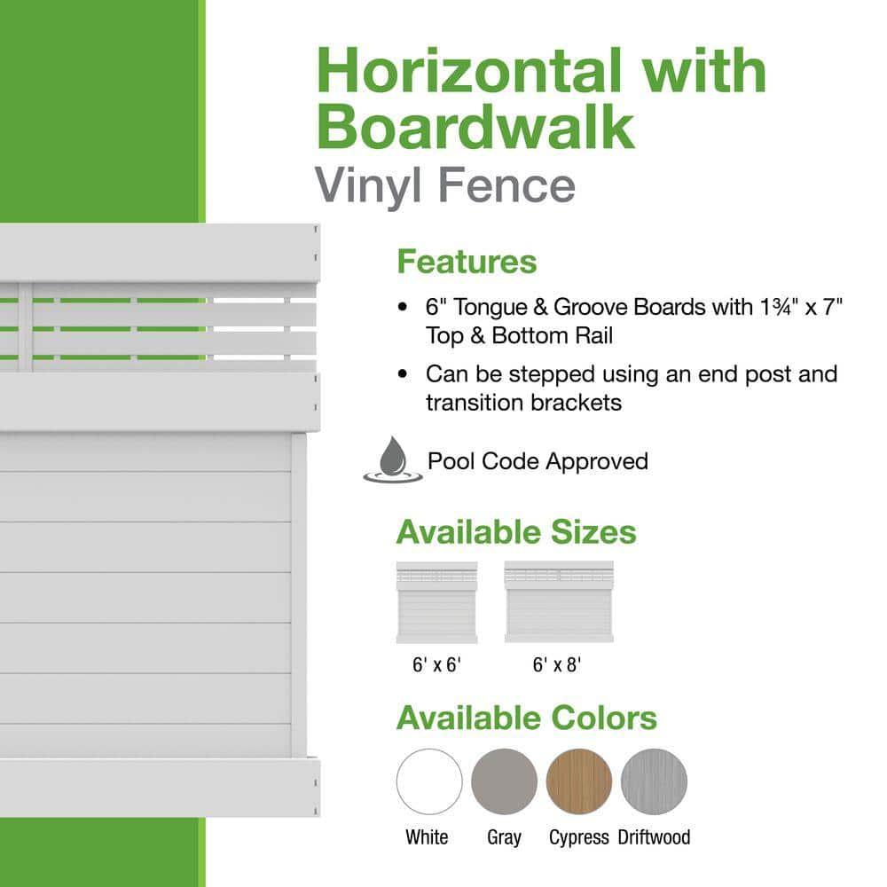 Barrette Outdoor Living Horizontal Fence Boardwalk Cypress Vinyl Privacy Panel Kit