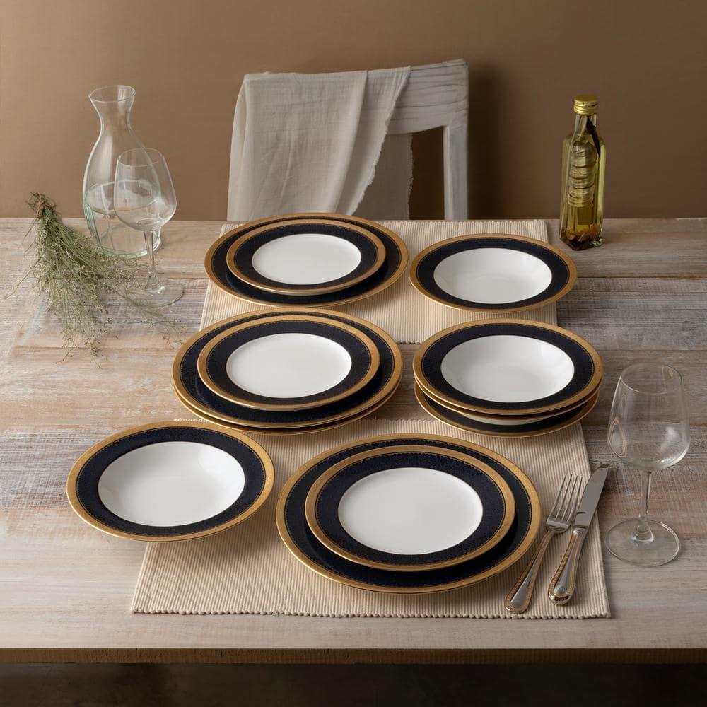 Noritake Odessa Cobalt Gold 12-Piece Dinnerware Set, Service for 4