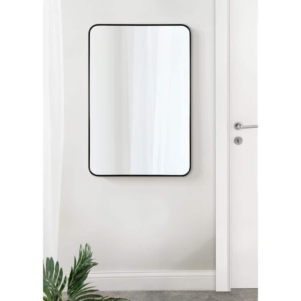Kate and Laurel Zayda Radius Rectangle Framed Wall Mirror, 24x36, Black