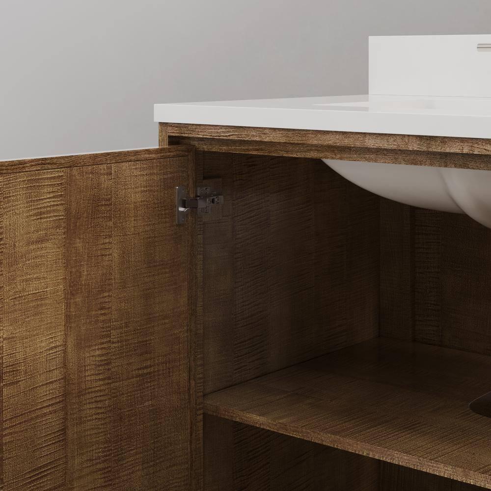 Westin 30" Lustrous Walnut Freestanding Bathroom Vanity with Quartz Top