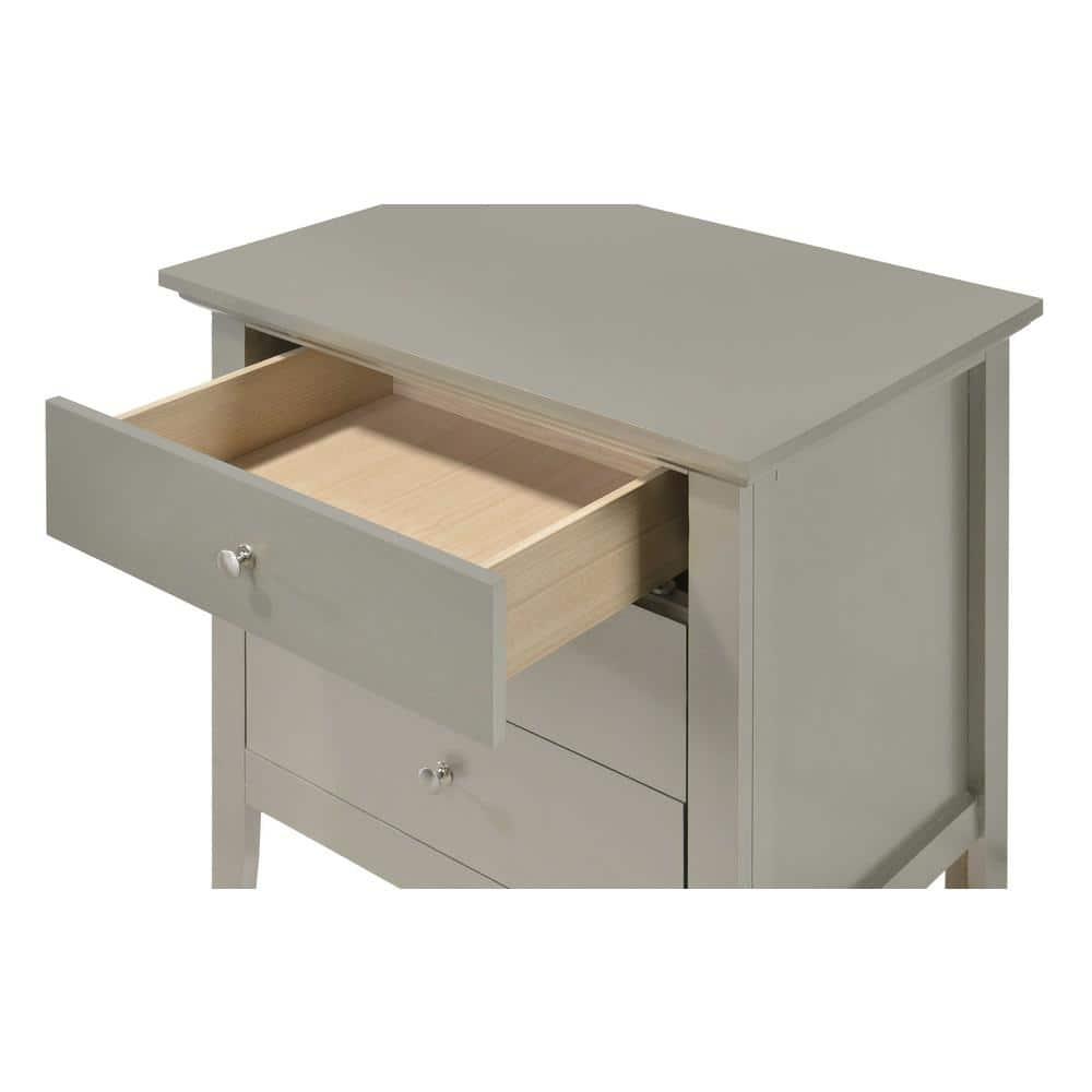 Passion Furniture Hammond 3-Drawer Silver Champagne Nightstand (26 in. H x 24 in. W x 18 in. D)