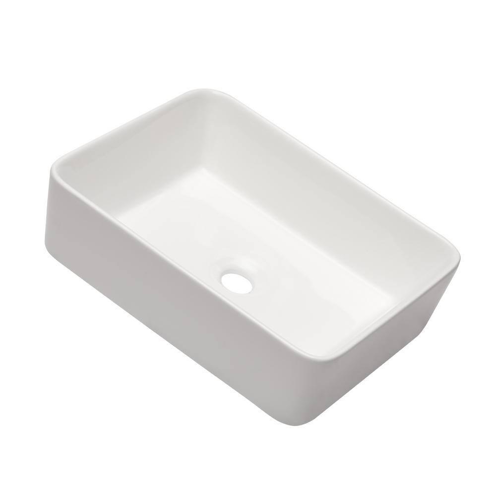 Mocoloo 19" L x 15''W Ceramic Bathroom Sink Rectangular Vessel Sink with Faucet