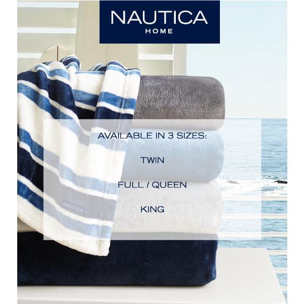 Nautica Solid Ultra Soft Plush Fleece Blanket