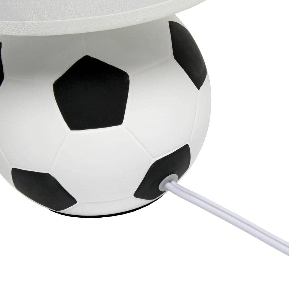 Simple Designs 10.7" Sports Lite Mini Soccer Table Lamp Mancave White and Black