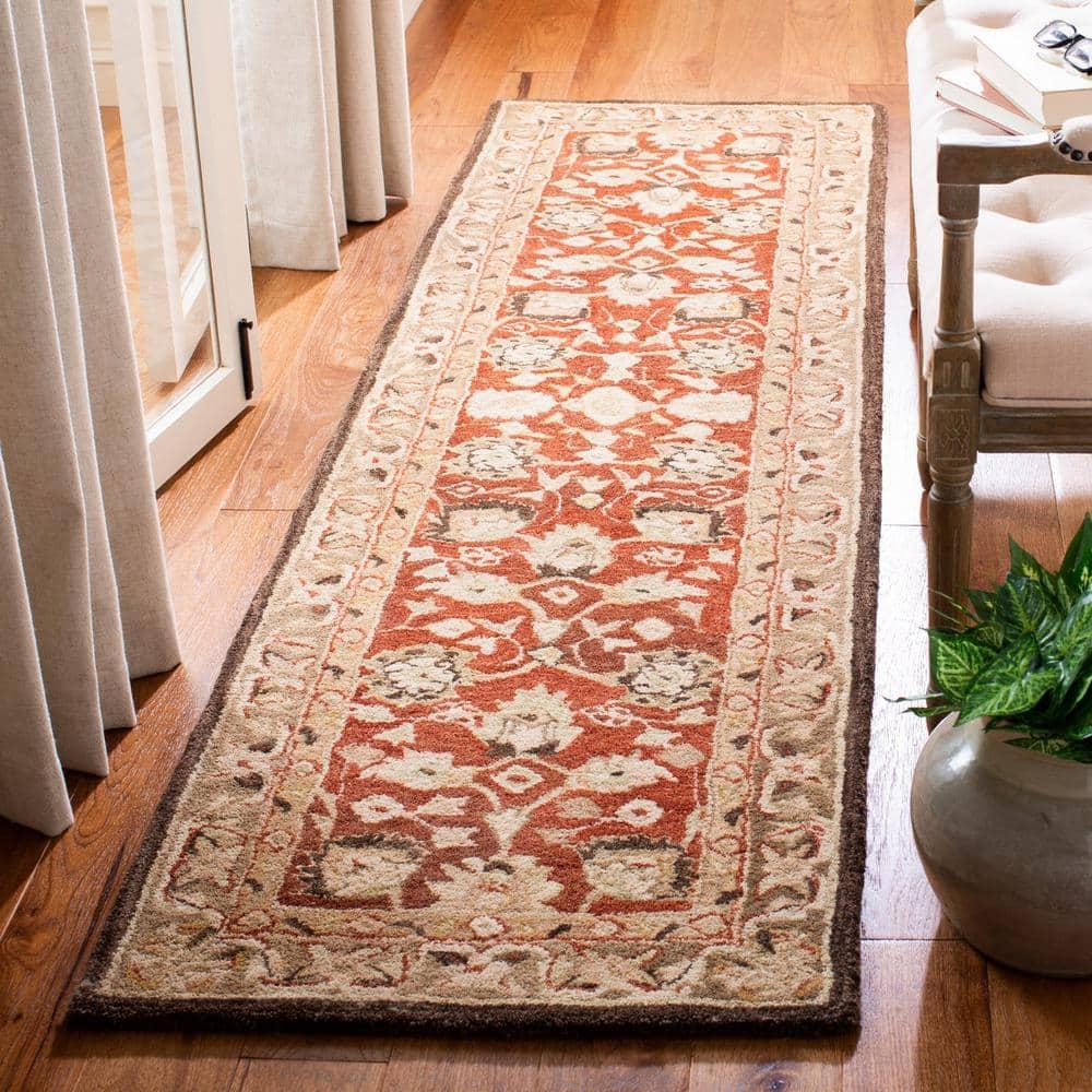 SAFAVIEH Anatolia Venice Traditional Wool Runner Rug, Rust/Green, 2'3" x 12'