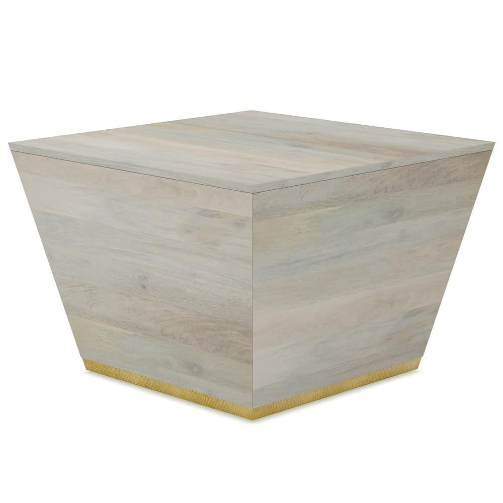 Simpli Home Abba SOLID MANGO WOOD 28 inch Wide Square Modern Coffee Table in White Wash , Fully Assembled