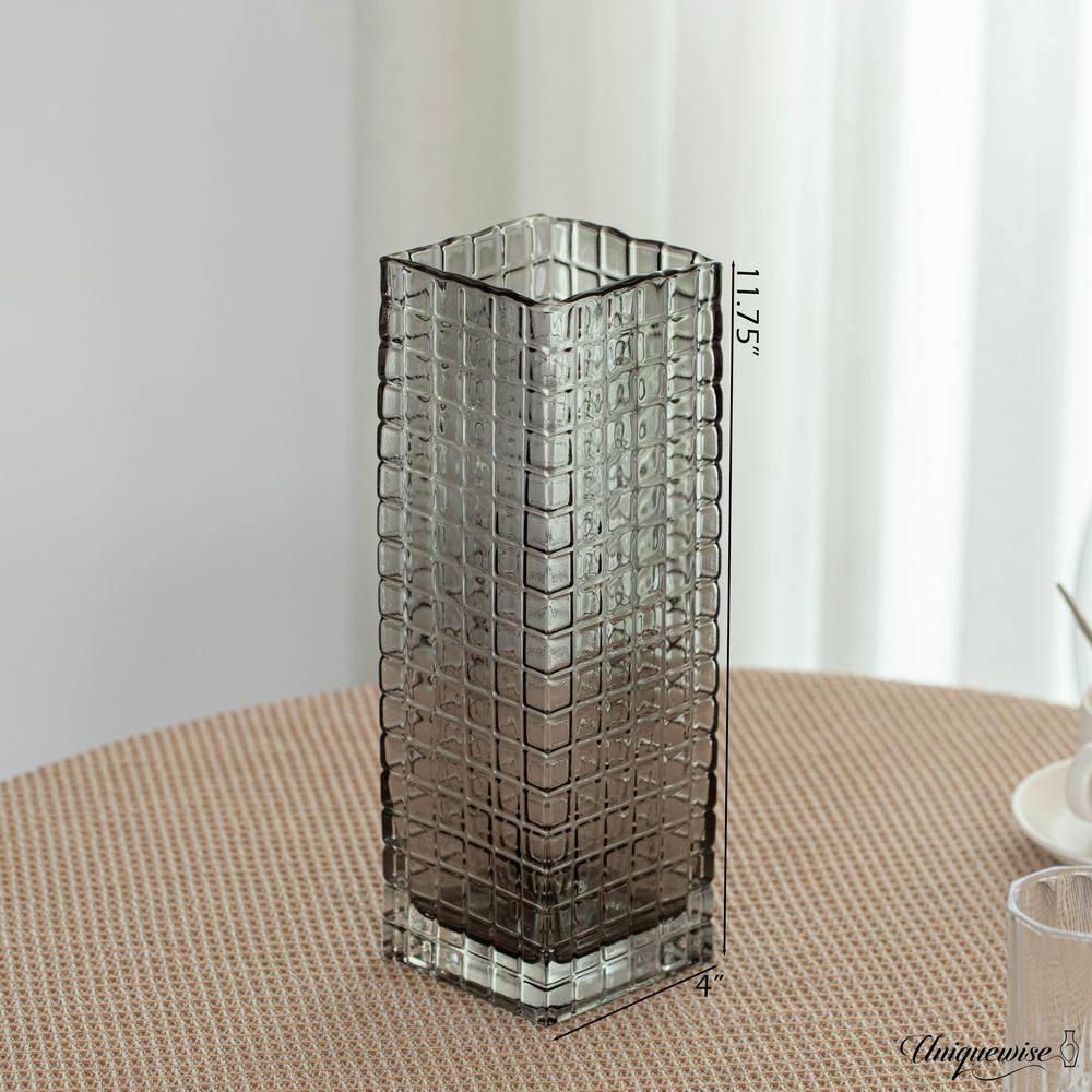 Uniquewise Large Grey Frosted Glass Table Vase - A Timeless Centerpiece for Dining Tables, Living Rooms, Bedrooms, Hotel Reception Areas