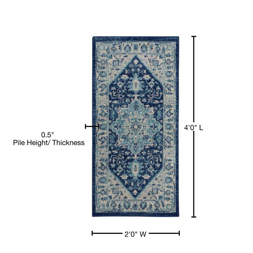Nourison Tranquil Persian Indoor Rug Ivory Light Blue 2' x 4'