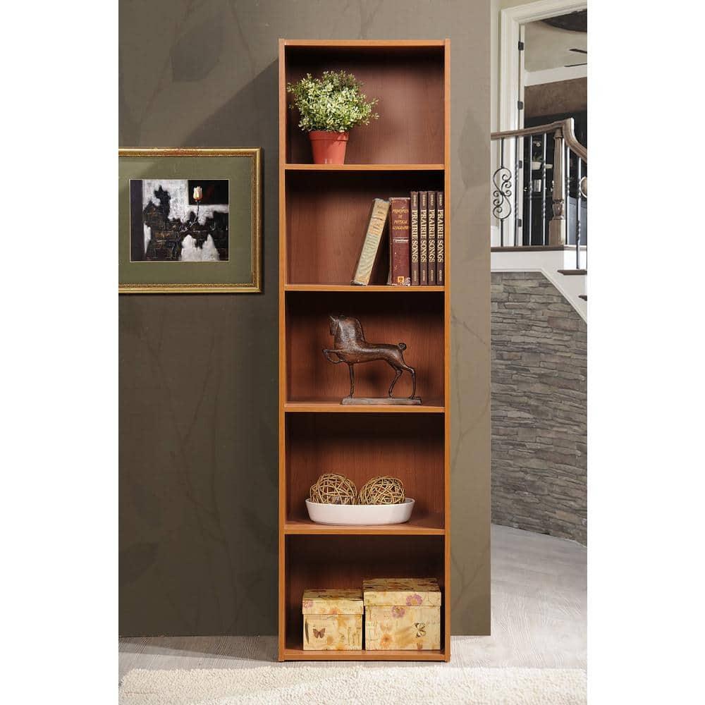 Hodedah 12 x 16 x 47 Inch 5 Shelf Bookcase & Office Organizer, Cherry
