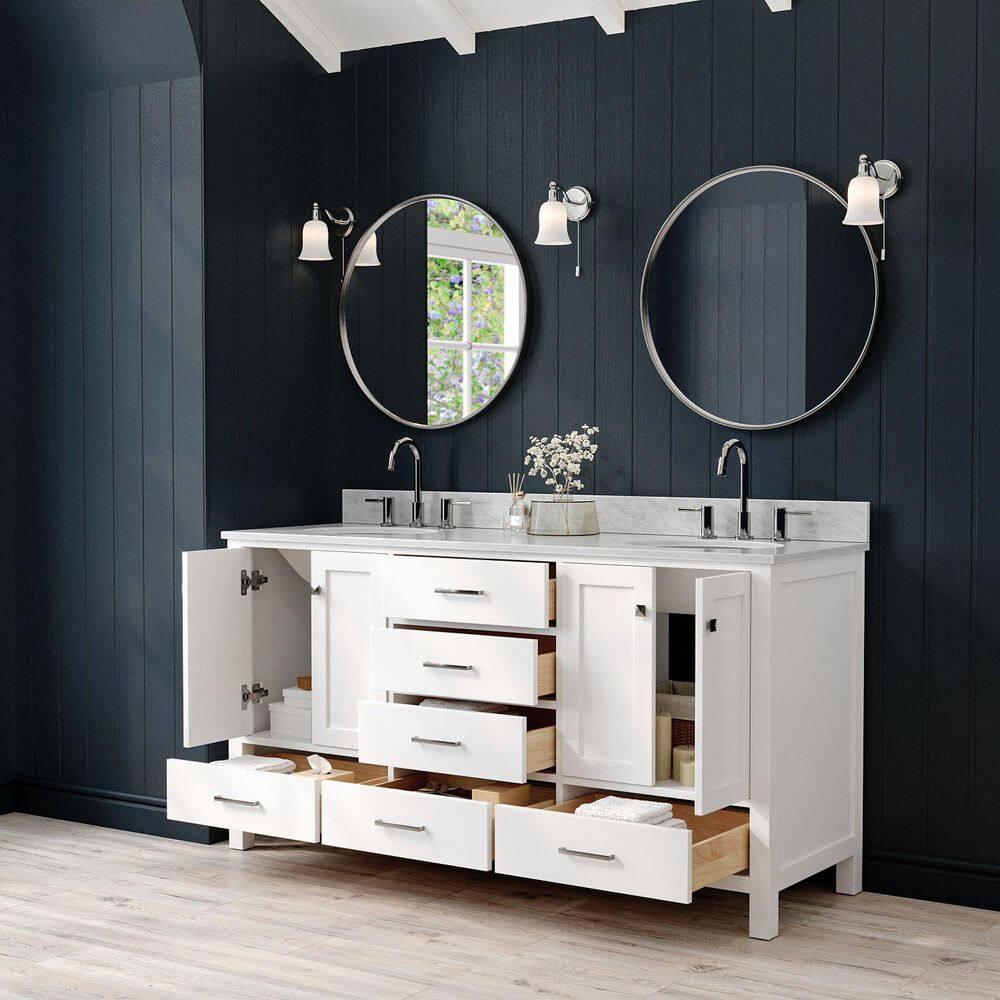 Ariel A067dcw2ovo Cambridge 67" Free Standing Double Oval Basin Vanity Set - White
