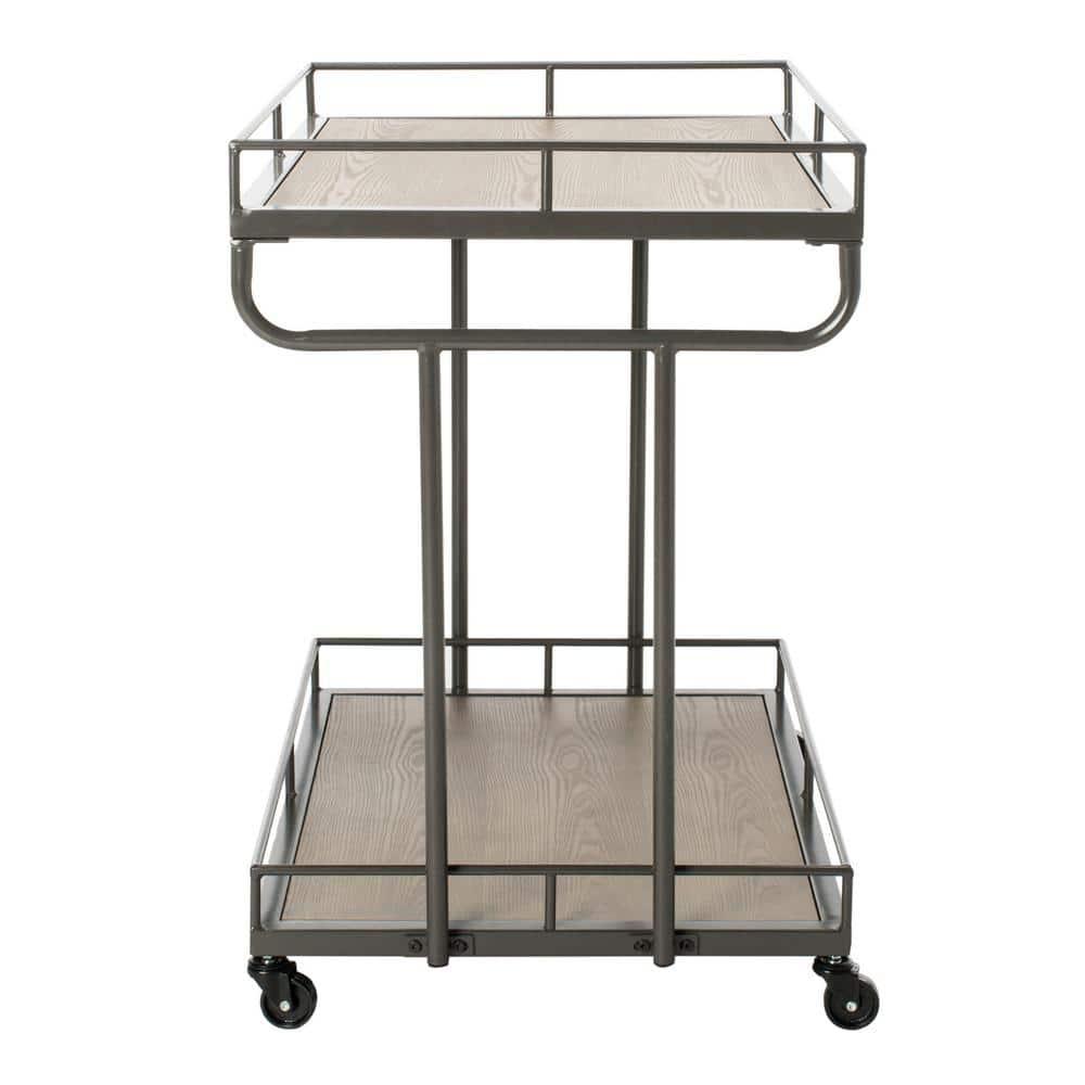 Dawson 2 Tier Rectangle Bar Cart - BCT6200A - Rustic Oak/Gunmetal - Safavieh