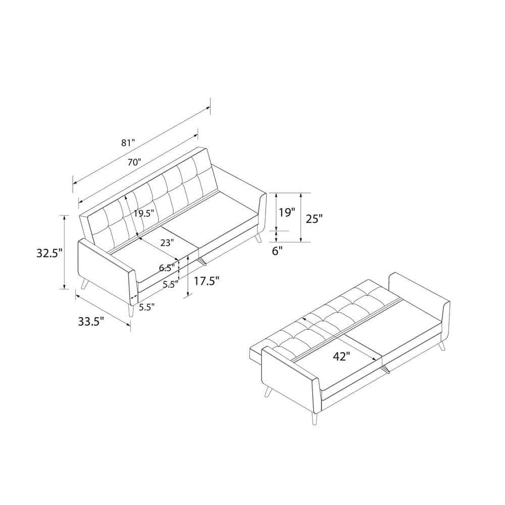 DHP Parker Futon with Storage, Blue Linen