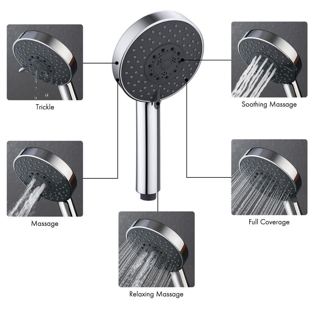 5-Spray Multifunction Deluxe Wall Bar Shower Kit with Hand Shower in Polished Chrome