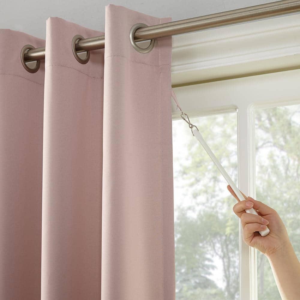 Sun Zero Bartlett Grommet Room Darkening Extra Wide Patio Curtain Panel, 100"x84", Blush Pink