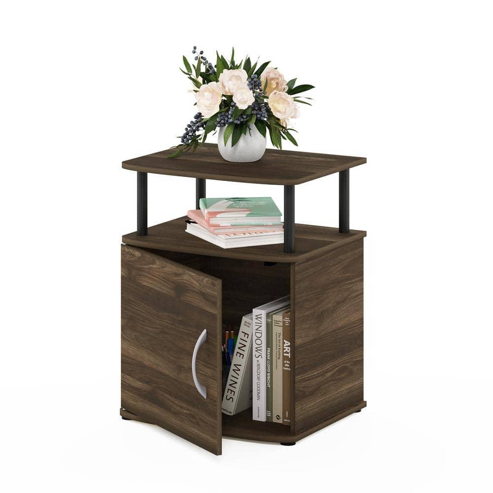 Furinno JAYA Utility Design End Table, Columbia Walnut/Black
