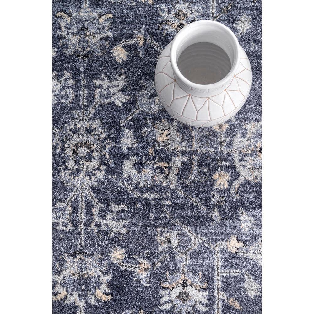 Nuloom Florid Emma Floral 4x6 Indoor Area Rug for Living Room Bedroom Dining Room Kitchen, Blue/Ivory
