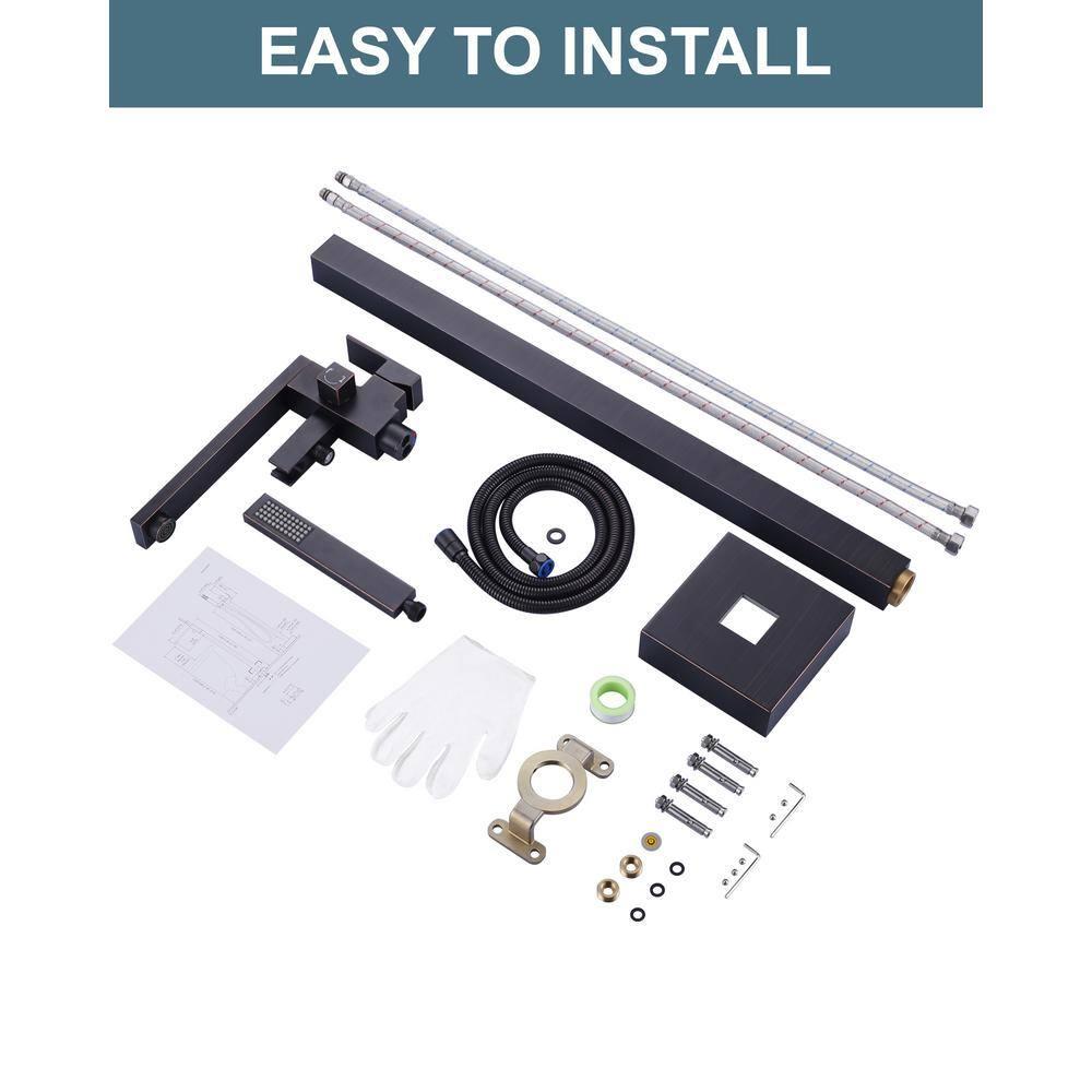 Single-Handle Floor Mount Freestanding Tub Faucet Waterfall Tub Filler with Handheld Shower in Oil Rubbed Bronze