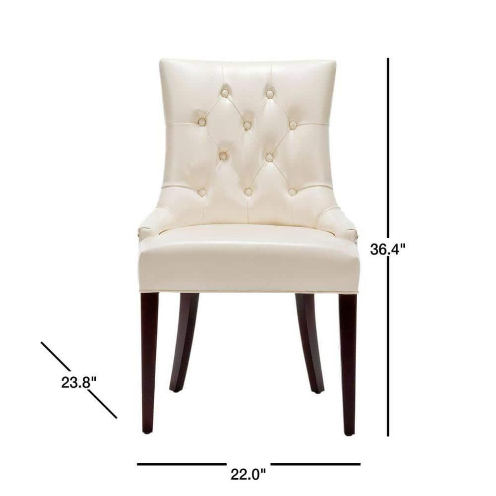Amanda 19"H Tufted Chair with Nickel Nail Heads - Flat Cream - Safavieh