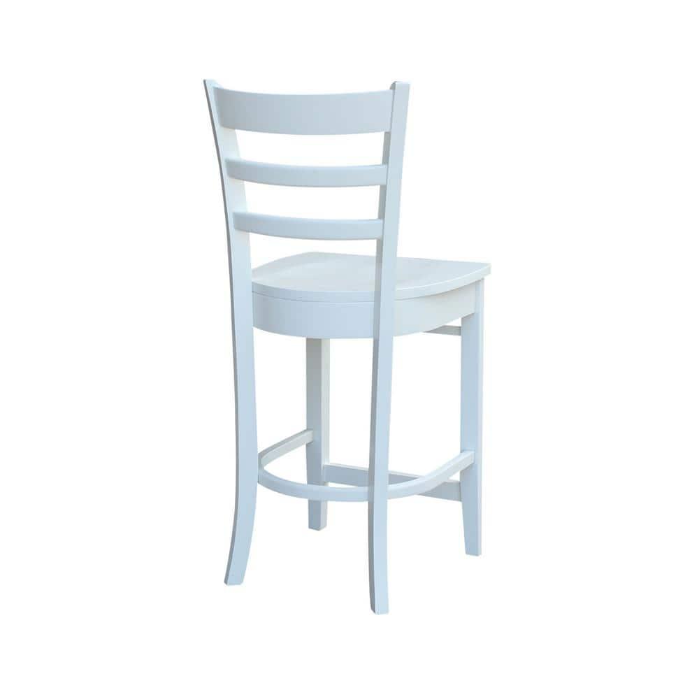 24" Emily Counter Height Barstool White - International Concepts: Hardwood Frame, Ladder-Back Design, Kitchen-Compatible