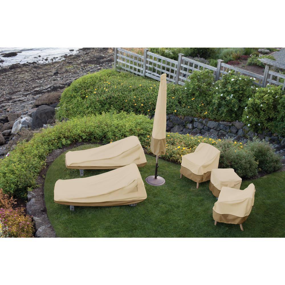 Classic Accessories 38" x 40" x 31" Beige and Brown Rectangle Patio Chaise Lounge Cover (2 Pack)