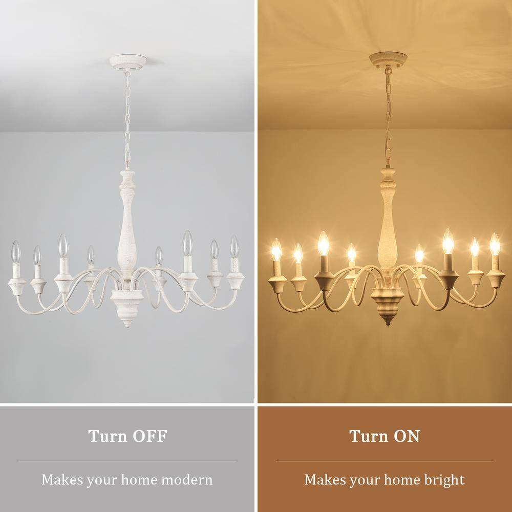 8-Light White Dimmable Classic / Traditional French Country Candle Chandelier for Kitchen Island with no bulbs included