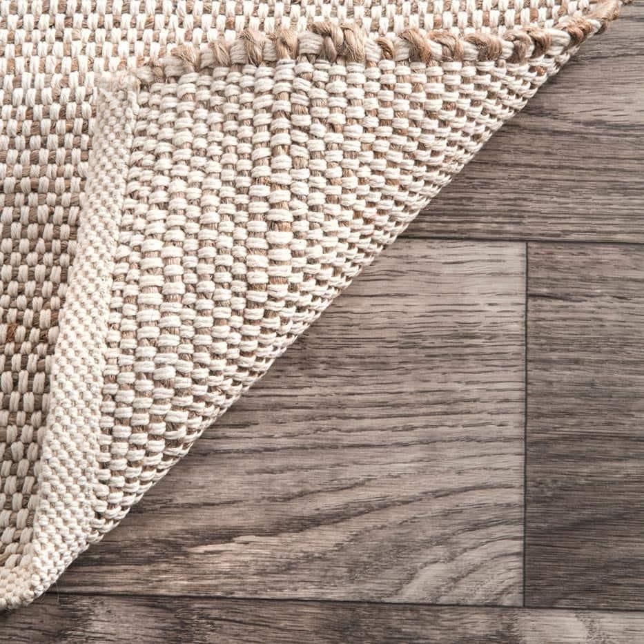 Nuloom 4 Round Elfriede Jute & Cotton Hand Woven Indoor Area Rug, Natural, Solid Rustic Farmhouse Style Natural Fiber Bedroom, Living Room,