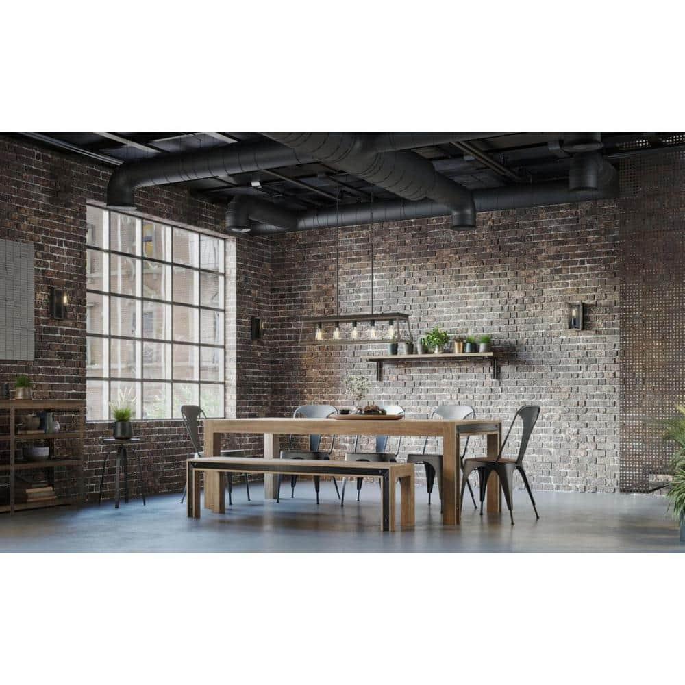 Progress Lighting Briarwood 5-Light Linear Chandelier, Antique Bronze, Faux-Painted Wood Enclosure