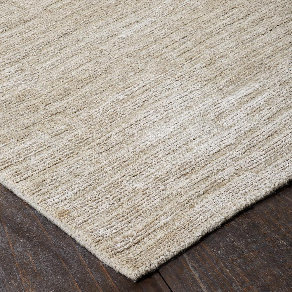 Handmade Linear Pattern Area Rug Linen 3'6" x 5'6" 4' x 6'