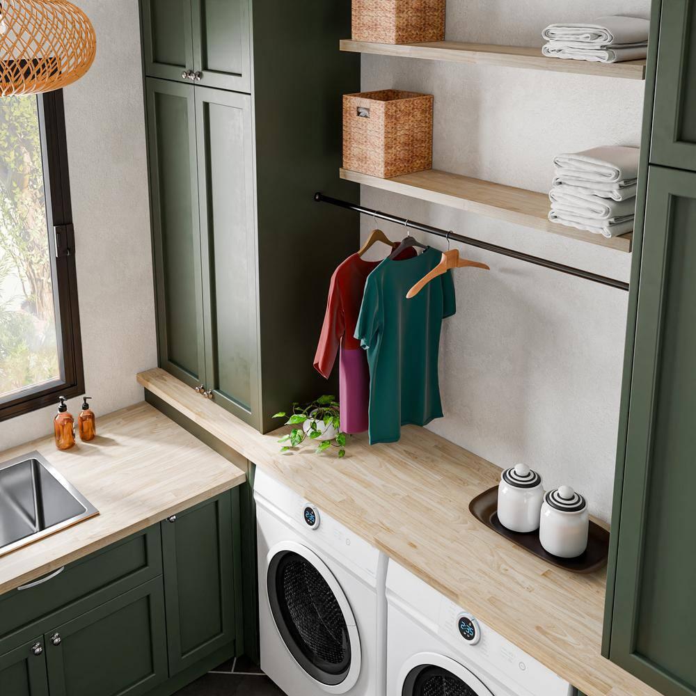 4 ft. L x 25 in. D Unfinished Hevea Solid Wood Butcher Block Countertop With Square Edge