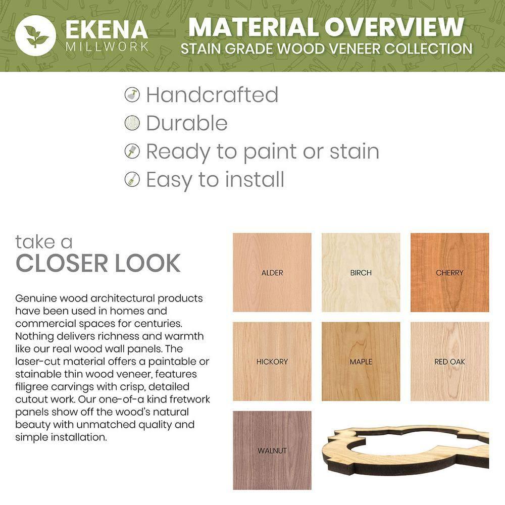 Ekena Millwork Wabash Adjustable Wood Decorative Slat Wall Panel Kit