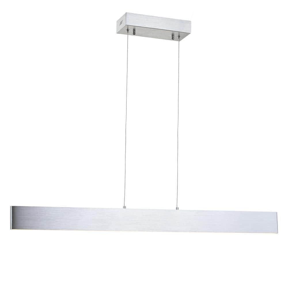 Draper 40" Dimmable Adjustable Integrated LED Metal Linear Pendant, Brushed Aluminum