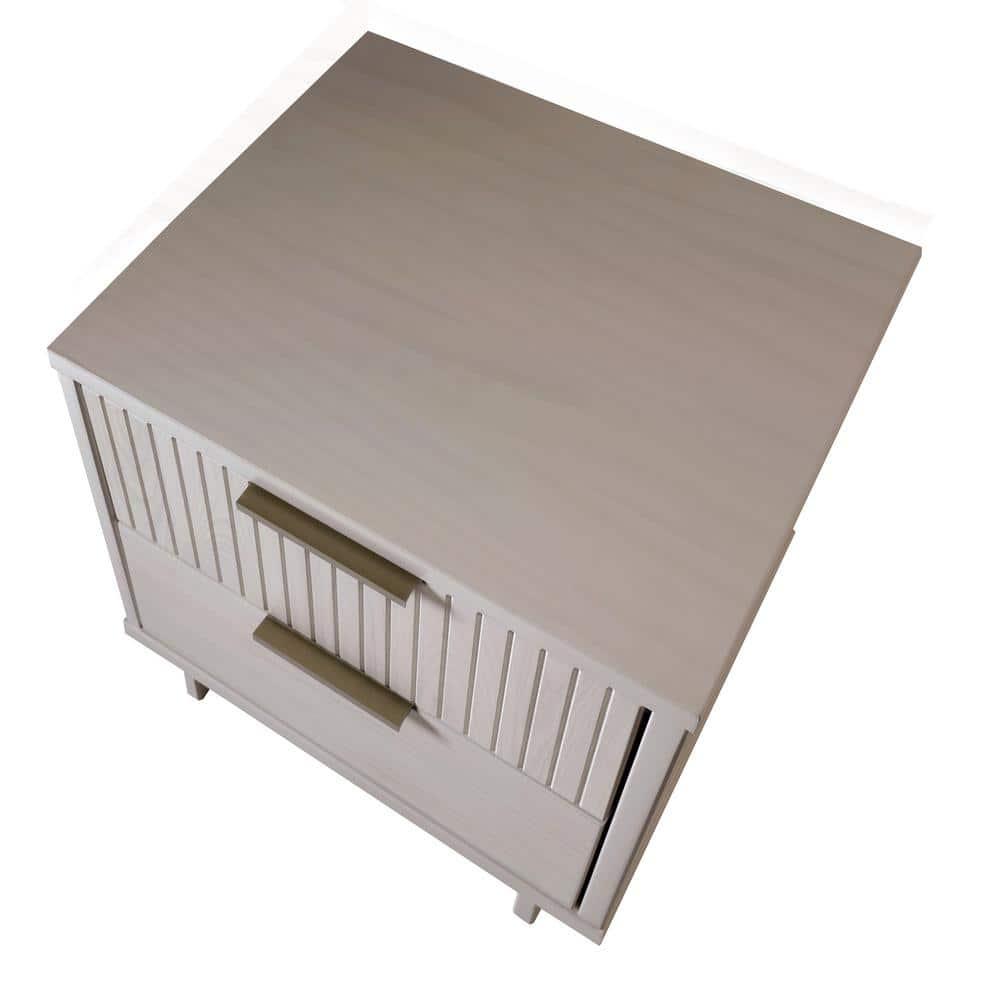 Granville Modern 2 Drawer Nightstand Light Gray - Manhattan Comfort: Soft Close, UV Finish, Metal Handles