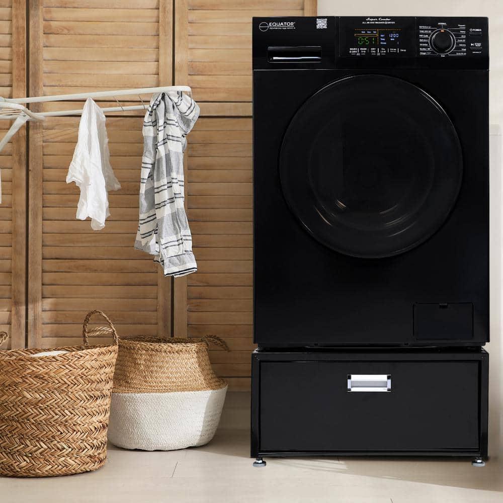 Equator Advanced Appliances All-in-one Washer Dryer Ventless FULLY BUILTIN 0-CLEARANCE 1.62cf/15lbs 110V 1400RPM with Pedestal EZ 4700 C + PDL 4455 Black