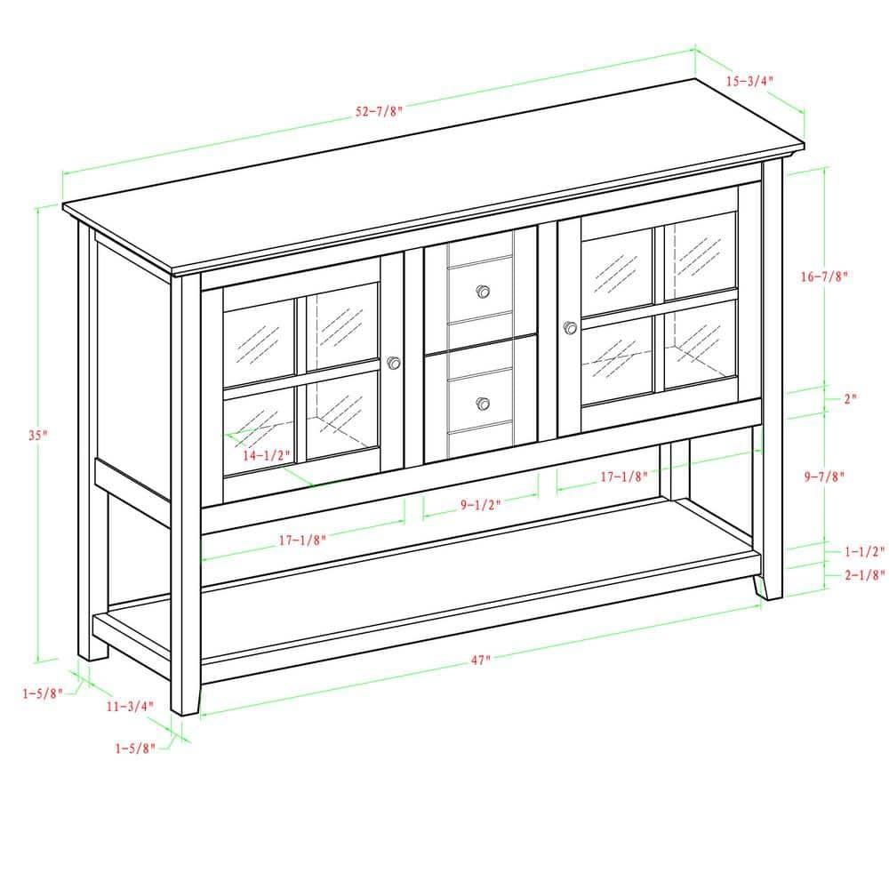 Walker Edison 52" Wood Console Table Buffet TV Stand for TV's up to 55" - White