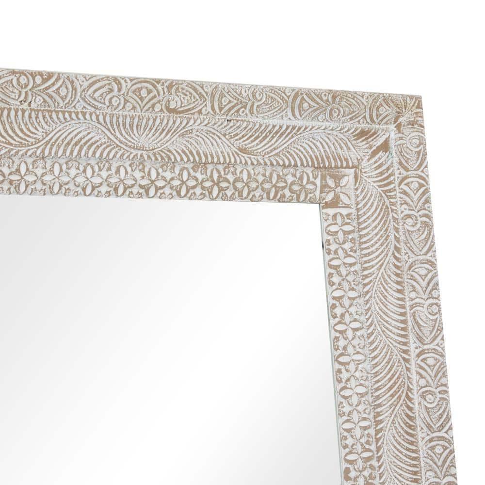 Deco 79 Wood Floral Room Wall Mirror Intricately Carved Entryway Mirror, Wall Mounted Mirror 36" x 3" x 71", Brown