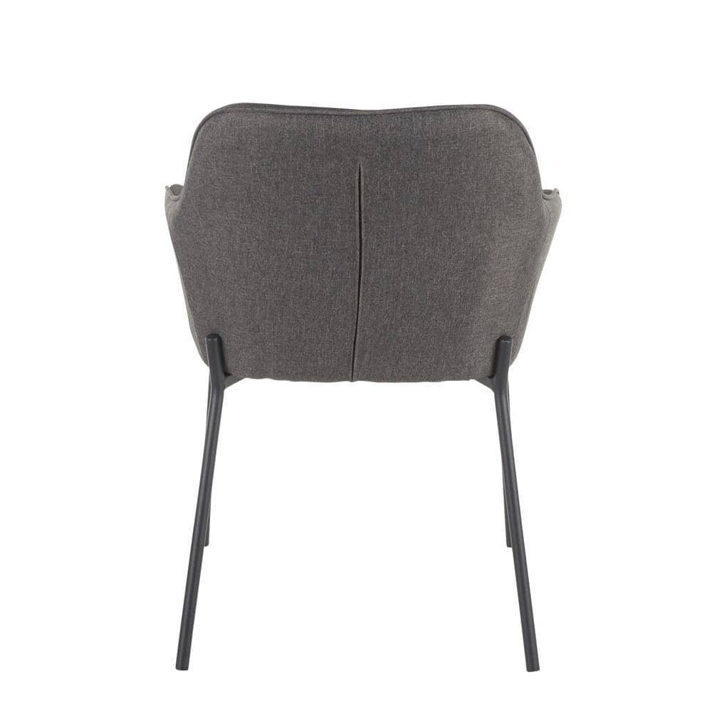 Set of 2 Daniella Contemporary Dining Chairs Charcoal Gray - LumiSource: Upholstered, Metal Legs, Floor Protectors