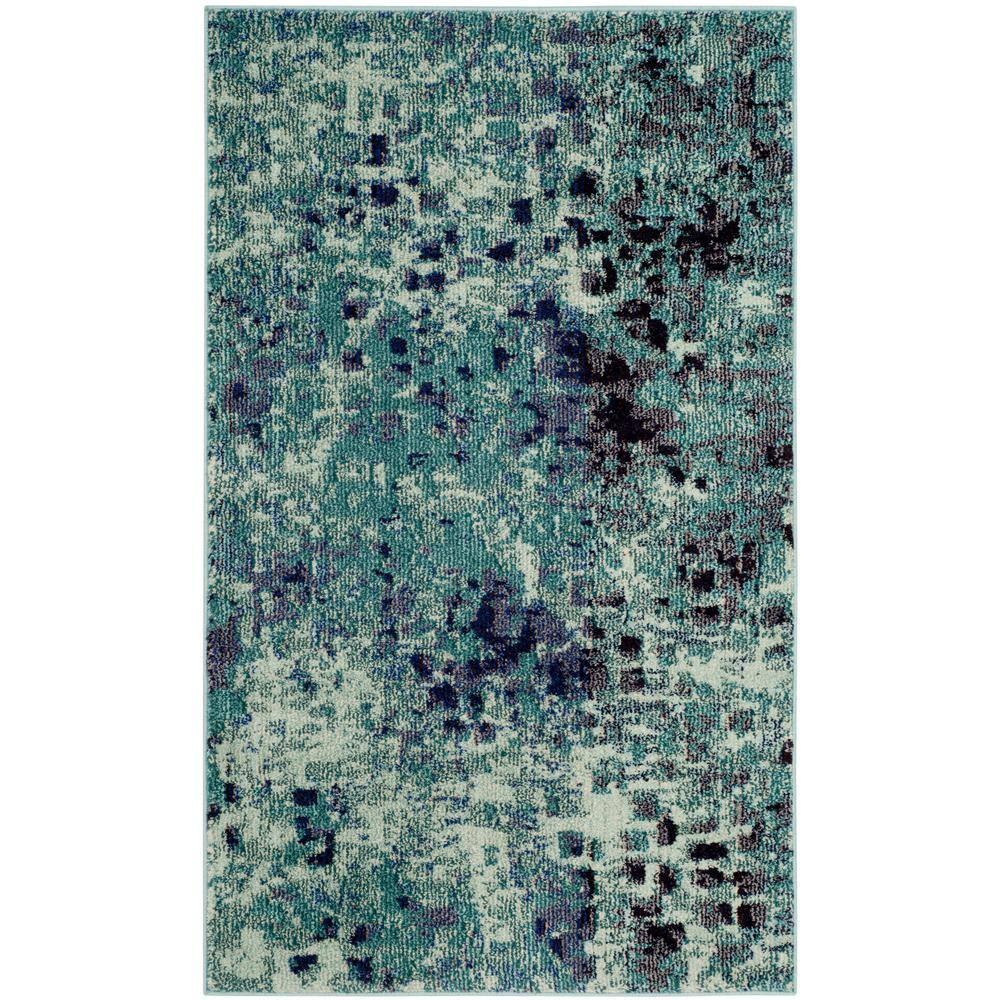 Monaco MNC225 Power Loomed Indoor Accent Rug - Light Blue/Multi - 3'x5' - Safavieh