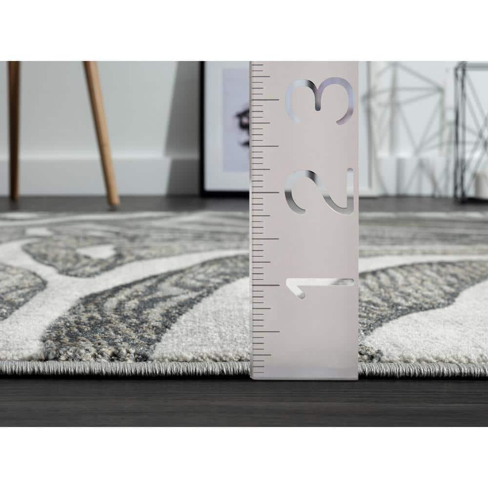 Abani Nova NOV170B Grey Brown Zebra Print Area Rug 6' x 9' - Grey